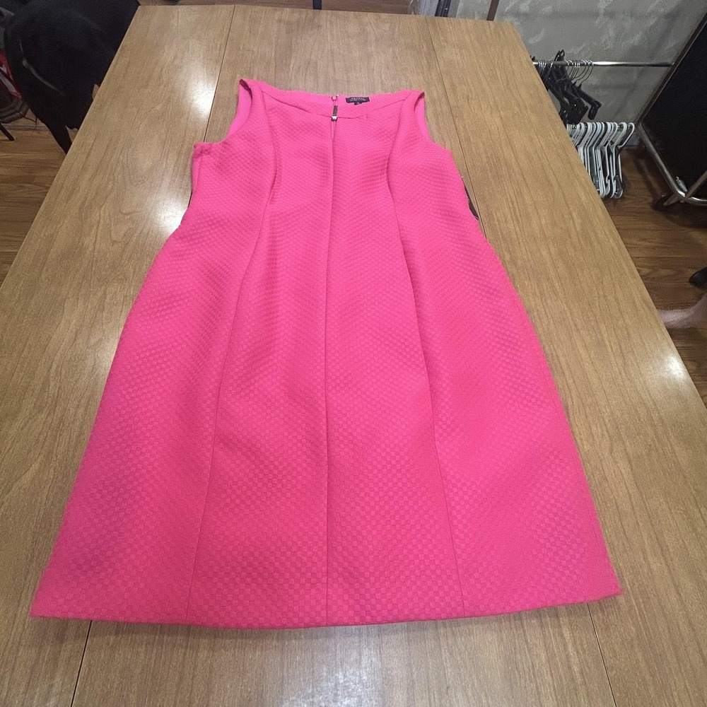 Tahari Arthur S. Levine Dress Womens 16 Fuchsia Jacquard Sheath Lined Work NEW